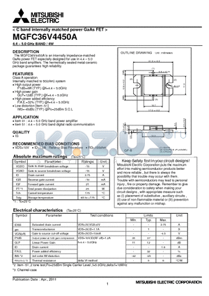 MGFC36V4450A_11 datasheet - C band internally matched power GaAs FET