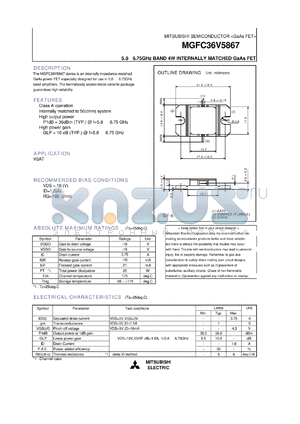 MGFC36V5867 datasheet - 5.8-6.75GHz BAND 4W INTERNALLY MATCHED GaAs FET