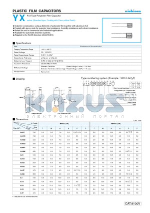 QYX1H153KTP datasheet - PLASTIC FILM CAPACITORS
