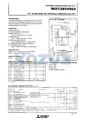 MGFC38V5964 datasheet - 5.9 - 6.4GHz BAND 6W INTERNALLY MATCHED GaAs FET