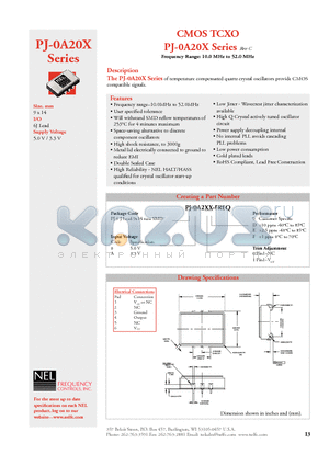 PJ-0A20D-FREQ datasheet - Frequency Range: 10.0 MHz to 52.0 MHz