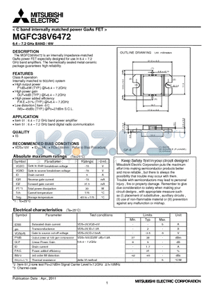 MGFC38V6472_11 datasheet - C band internally matched power GaAs FET