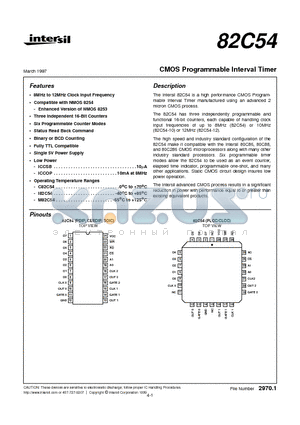IS82C54 datasheet - CMOS Programmable Interval Timer