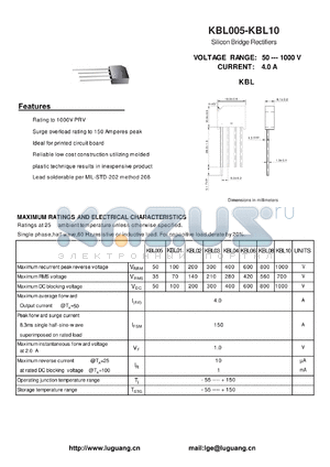 KBL02 datasheet - Silicon Bridge Rectifiers