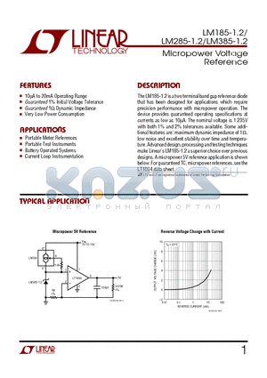 LM385BH-1.2 datasheet - Micropower Voltage Reference