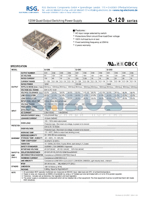 Q-120C datasheet - 120W Quad Output Switching Power Supply