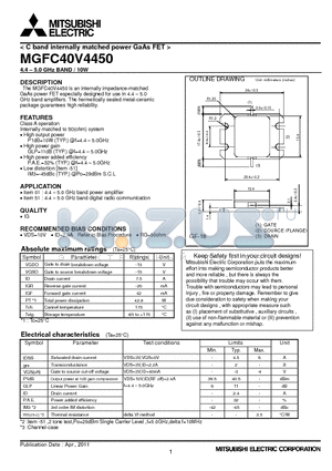 MGFC40V4450_11 datasheet - C band internally matched power GaAs FET