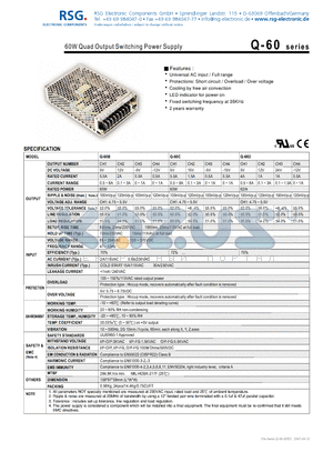 Q-60B datasheet - 60W Quad Output Switching Power Supply