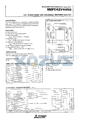 MGFC42V4450 datasheet - 4.4 - 5.0GHz BAND 16W INTERNALLY MATCHED GaAs FET