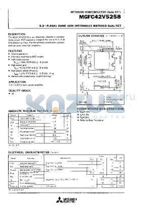 MGFC42V5258 datasheet - 5.2 - 5.8GHz BAND 16W INTERNALLY MATCHED GaAs FET