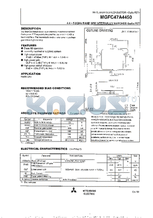 MGFC47A4450 datasheet - 4.4~5.0GHz BAND 50W INTERNALLY MATCHED GaAs FET