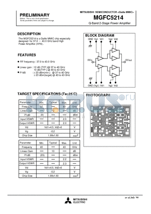 MGFC5214 datasheet - Q-Band 2-Stage Power Amplifier