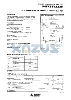 MGFK35V2228 datasheet - 12.2-12.8GHz BAND 3W INTERNALLY MATCHED GaAs FET