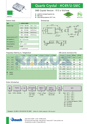 Q1.8432-S-30-50 datasheet - Quartz Crystal