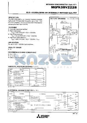 MGFK38V2228 datasheet - 12.2-12.8GHz BAND 6W INTERNALLY MATCHED GaAs FET