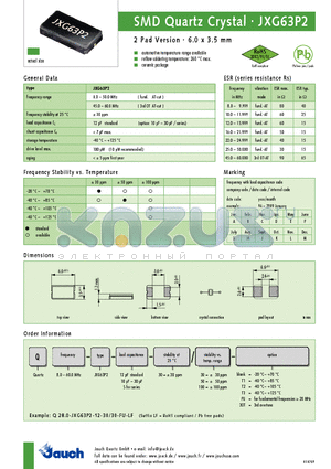 Q10.0-JXG63P2-12-30 datasheet - SMD Quartz Crystal