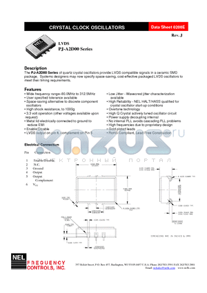 PJ-A2D09-FREQ datasheet - CRYSTAL CLOCK OSCILLATORS