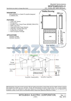 MGFS38E2325-01 datasheet - 2.3 - 2.5GHz HBT MMIC MODULE