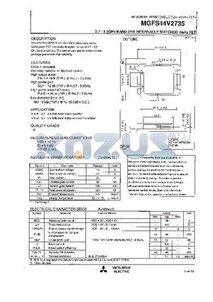 MGFS44V2735_98 datasheet - 2.7-3.5GHz BAND 25W INTERNALLY MATCHD GaAs FET