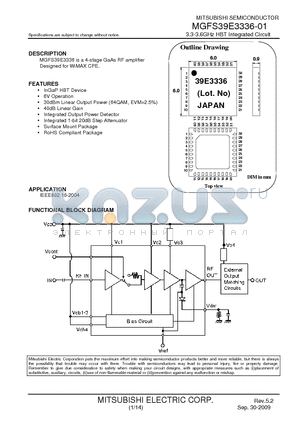 MGFS39E3336-01 datasheet - 3.3-3.6GHz HBT Integrated Circuit