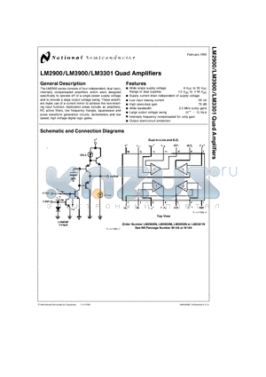 LM3900N datasheet - LM2900/LM3900/LM3301 Quad Amplifiers