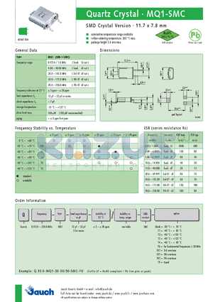 Q10.0-MQ1-12-50 datasheet - Quartz Crystal