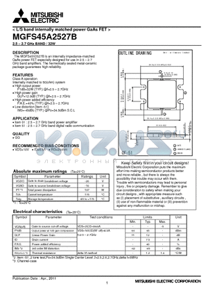 MGFS45A2527B datasheet - 2.5-2.7 GHz BAND / 32W