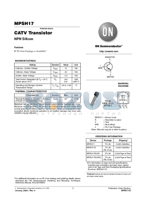 MPSH17 datasheet - CATV Transistor