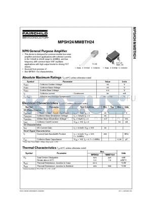 MPSH24 datasheet - NPN General Purpose Amplifier