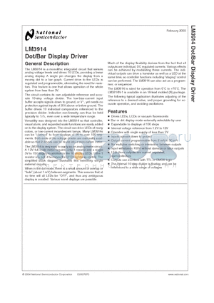 LM3914 datasheet - Dot/Bar Display Driver