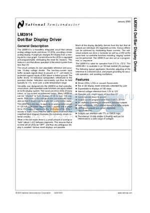 LM3914N datasheet - Dot/Bar Display Driver