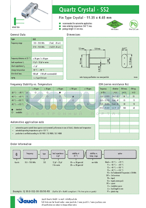 Q10.0-SS2-12-50 datasheet - Quartz Crystal