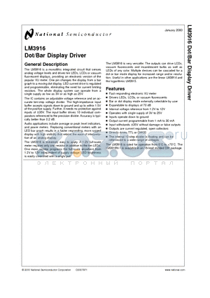 LM3916N datasheet - Dot/Bar Display Driver