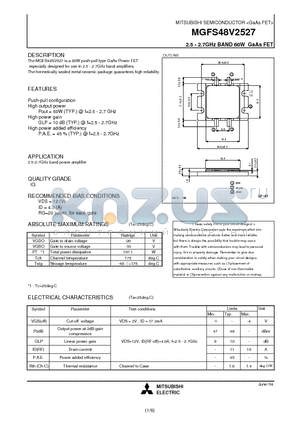 MGFS48V2527_04 datasheet - 2.5 - 2.7GHz BAND 60W GaAs FET