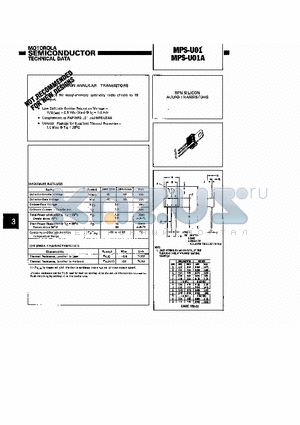 MPSU01 datasheet - NPN SILICON AUDIO TRANSISTORS