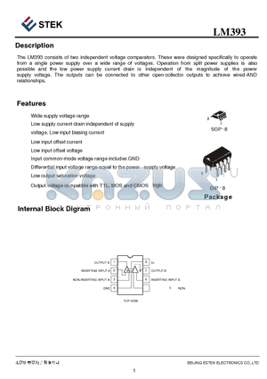 LM393 datasheet - two independent voltage comparators