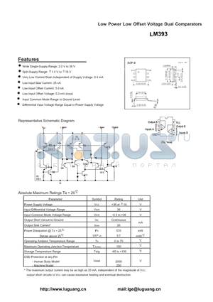 LM393 datasheet - Low Power Low Offset Voltage Dual Comparators