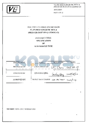 MGLS128128-54C datasheet - SPECIFICATION OF LCD MODULE TYPE