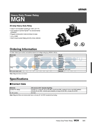 MGN1A datasheet - Heavy Duty Power Relay