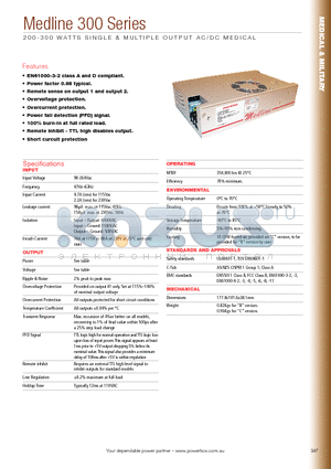 OBP02436 datasheet - 200-300 WATTS SINGLE & MULTIPLE OUTPUT AC/DC MEDICAL