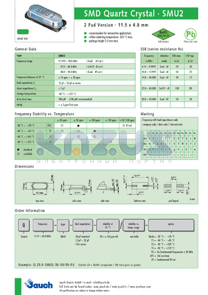 Q14.0-SMU2-12-30 datasheet - SMD Quartz Crystal