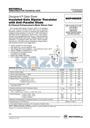 MGP4N60ED datasheet - Insulated Gate Bipolar Transistor with Anti-Parallel Diode