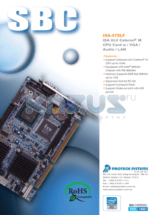 ISA-472LF datasheet - ISA ULV Celeron M CPU Card