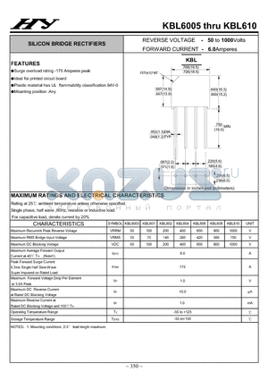 KBL602 datasheet - SILICON BRIDGE RECTIFIERS