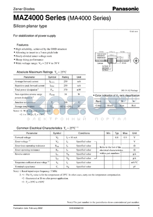 MAZ4270 datasheet - Silicon planar type