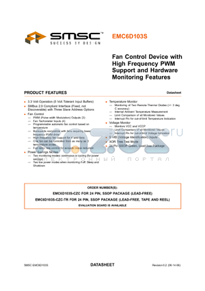 EMC6D103S-CZC datasheet - Fan Control Device with High Frequency PWM Support and Hardware Monitoring Features
