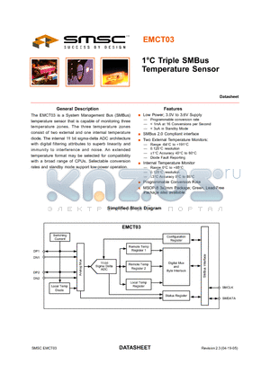 EMCT03 datasheet - 1`C Triple SMBus Temperature Sensor