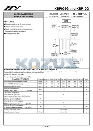 KBP01G datasheet - GLASS PASSIVATED BRIDGE RECTIFIERS