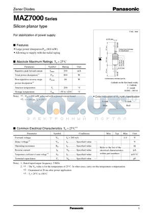 MAZ7130 datasheet - Silicon planar type