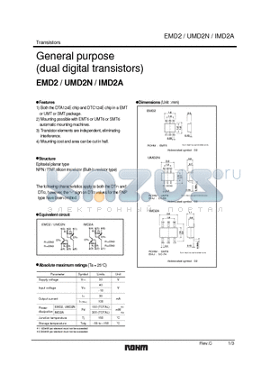 EMD2 datasheet - General purpose (dual digital transistors)